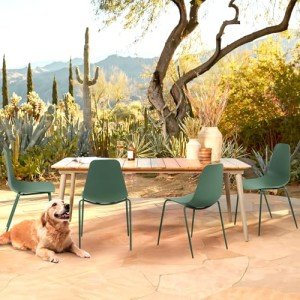 Stackable Outdoor Dining Chairs Set of 4 - Green