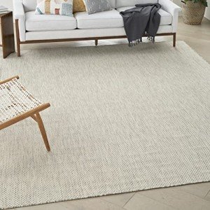 Nourison Geometric Ivory Silver Area Rug 9' x 12