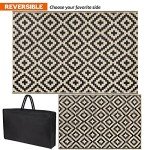 Reversible Outdoor Mat - Black & Beige Lattice