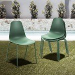 Stackable Outdoor Dining Chairs Set of 4 - Green