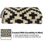Reversible Outdoor Mat - Black & Beige Lattice