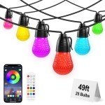 49FT RGB Waterproof Outdoor String Lights Set