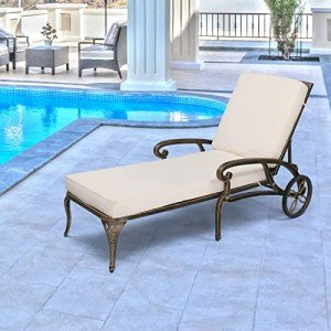 VINGLI Adjustable Outdoor Chaise Lounge Chair with Wheels