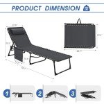 Flamaker Adjustable Foldable Lounge Chair - Grey