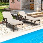 VINGLI Adjustable Outdoor Chaise Lounge Chair with Wheels
