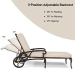 VINGLI Adjustable Outdoor Chaise Lounge Chair with Wheels