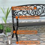 50" Outdoor Metal Garden Bench with Floral Backrest