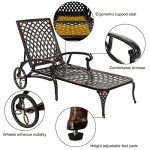 VINGLI Adjustable Outdoor Chaise Lounge Chair with Wheels