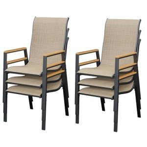 Set of 6 Outdoor Stackable Patio Chairs