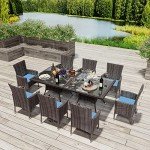 10-Piece Outdoor Rattan Dining Set with Cushions