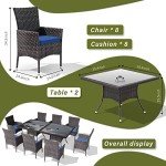 10-Piece Outdoor Rattan Dining Set with Cushions