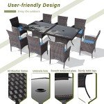10-Piece Outdoor Rattan Dining Set with Cushions