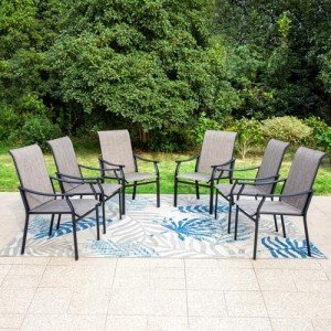 Set of 6 Outdoor Dining Chairs with Backrest