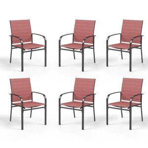 Outdoor Dining Chair Set of 6 - Red
