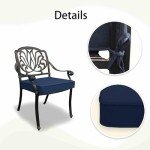 CozyVida Deep Blue Patio Chair Cushions - 2 Pack