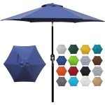 Navy Blue 7.5 ft Patio Umbrella with Tilt Crank