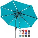 9FT Turquoise Solar LED Patio Umbrella
