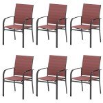 Outdoor Dining Chair Set of 6 - Red