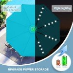9FT Turquoise Solar LED Patio Umbrella