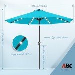 9FT Turquoise Solar LED Patio Umbrella