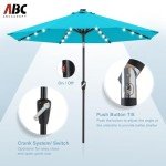 9FT Turquoise Solar LED Patio Umbrella