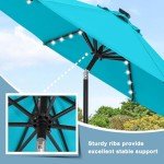 9FT Turquoise Solar LED Patio Umbrella