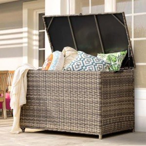 Large Gray Outdoor Storage Box with Wheels