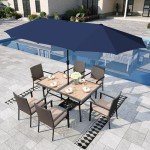 Sophia & William 7-Piece Outdoor Dining Set with Umbrella