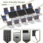 15-Piece Outdoor Rattan Dining Set with Cushions