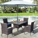 15-Piece Outdoor Rattan Dining Set with Cushions