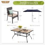 Sophia & William 7-Piece Outdoor Dining Set with Umbrella