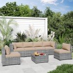 Beige Outdoor Cushions for Patio Furniture Set