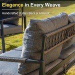 Modern 5-Piece Dark Grey Metal Patio Set