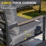 Modern 5-Piece Dark Grey Metal Patio Set