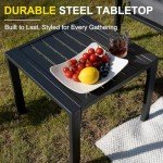 Modern 5-Piece Dark Grey Metal Patio Set