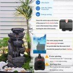 5-Tier Rock Water Fountain with Light for Patio
