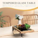 PROHIKER Outdoor Rattan Loveseat with Table & Cushions