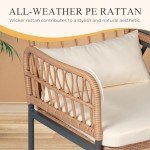 PROHIKER Outdoor Rattan Loveseat with Table & Cushions