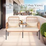 PROHIKER Outdoor Rattan Loveseat with Table & Cushions