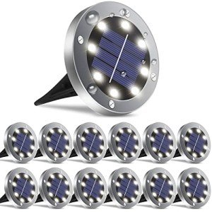 12 Pack Waterproof Outdoor Solar Pathway Lights