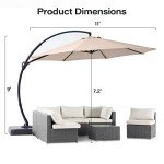 LAUSAINT HOME 11 FT Curvy Cantilever Patio Umbrella