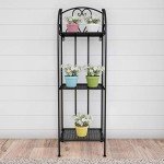 3-Tier Folding Wrought Iron Plant Stand