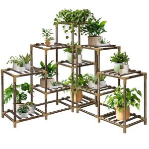 11-Tier Wood Plant Stand for Indoor & Outdoor
