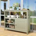 YITAHOME Acacia Wood Patio Bar Table with Storage