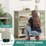 YITAHOME Acacia Wood Patio Bar Table with Storage