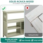 YITAHOME Acacia Wood Patio Bar Table with Storage