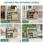 YITAHOME Acacia Wood Patio Bar Table with Storage