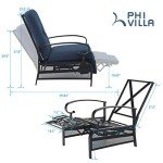 PHI VILLA Oversized Outdoor Recliner Chairs - Set of 2