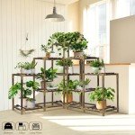 11-Tier Wood Plant Stand for Indoor & Outdoor
