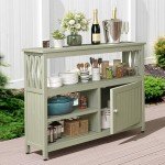 YITAHOME Acacia Wood Patio Bar Table with Storage